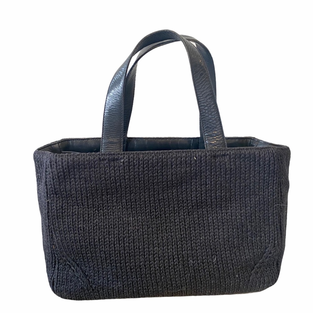 PRADA sweater knit black shoulder bag